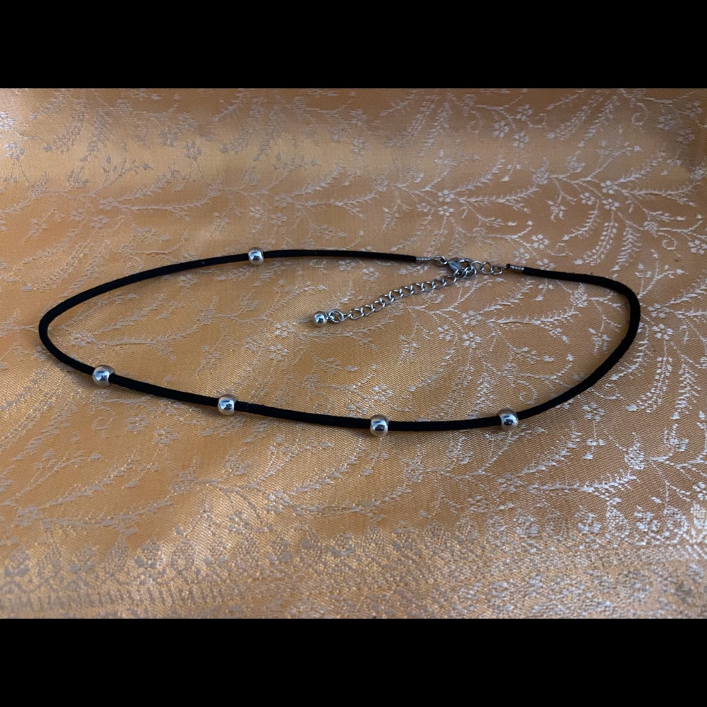 Black String With Silver Choker/Necklace
